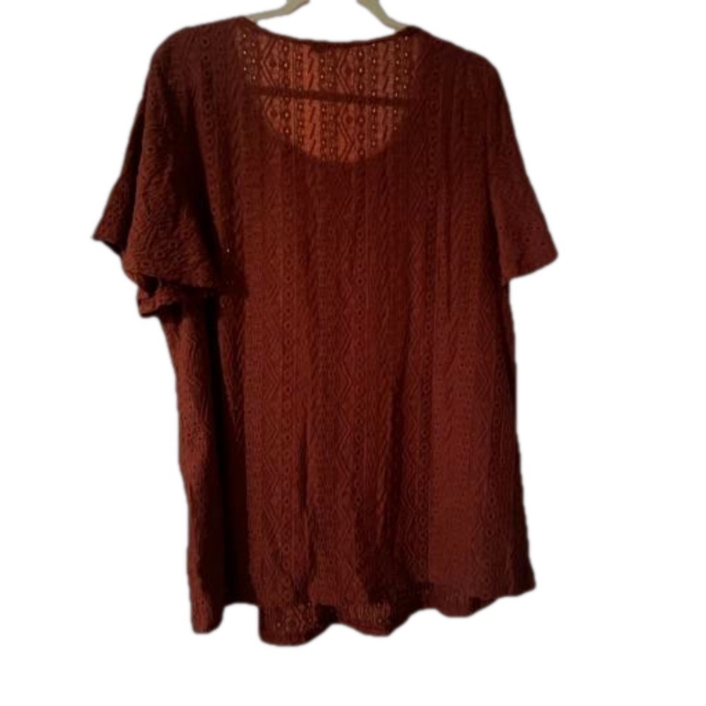BloomChic Rust Eyelet Button-Front Top - Picture 5 of 5